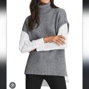 Reiss Avery Mixed Media Roll Neck Wool Blend Sweater